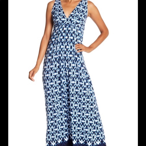 TART CHLOE MATERNITY MAXI DRESS CIRCLE TIE DYE BLUE WHITE NWOT - Picture 10 of 16